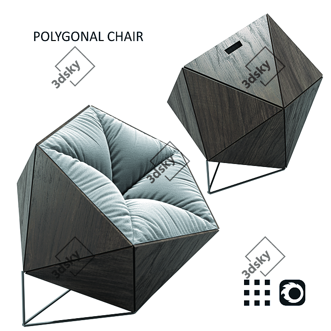 Modern Polygonal Chair - Zrobym Architects 3D model image 1