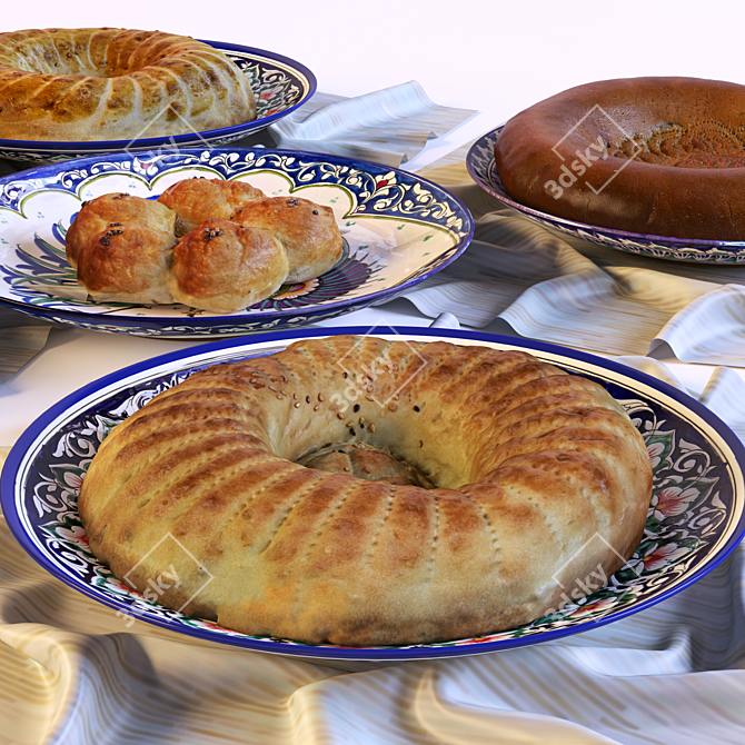 Exquisite Uzbek Flat Cakes 3D model image 2