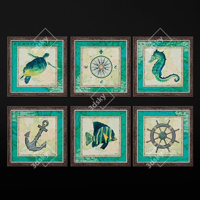 Oceanic Anchor Print | Set of 5 3D model image 1