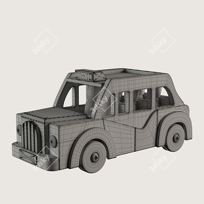 Vintage Red London Taxi Toy 3D model image 2