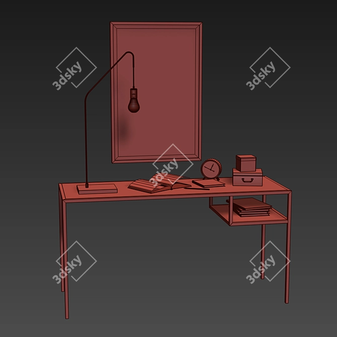 Modern Metal and Glass Office Desk 3D model image 2