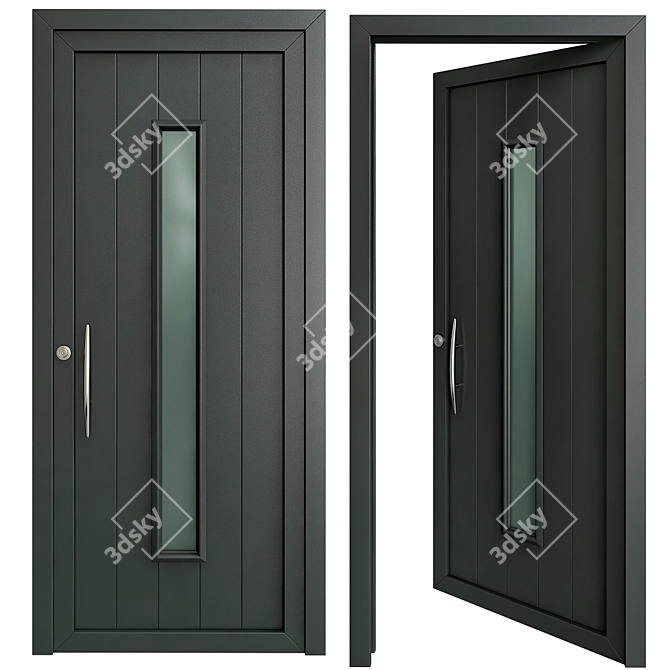 Sleek Steel Entry Door 3D model image 1