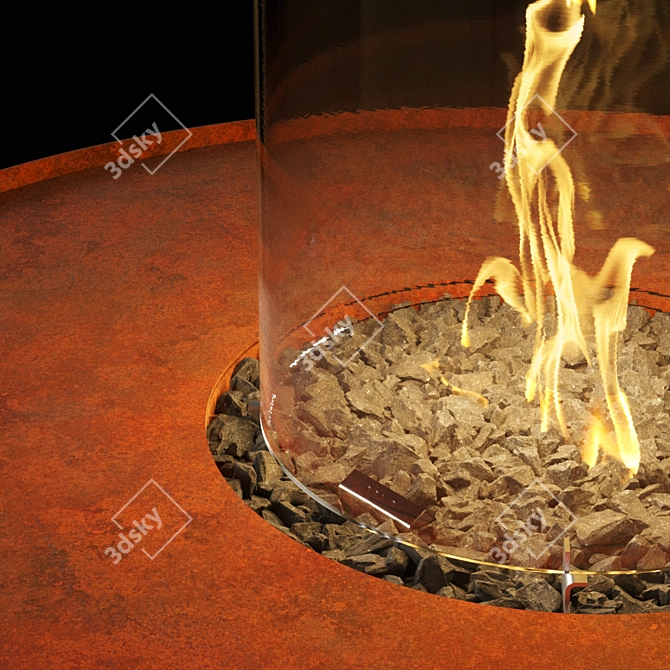 Modern Geometry Outdoor Fire Pit 3D model image 2