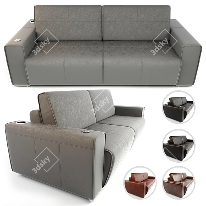 Premium Leather Sofa 3D model image 1