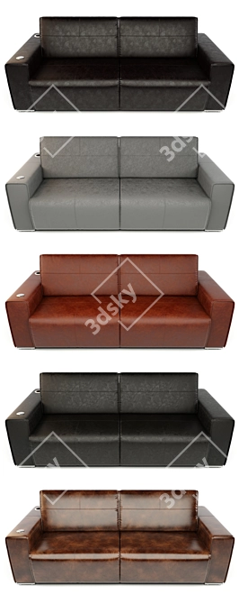 Premium Leather Sofa 3D model image 2