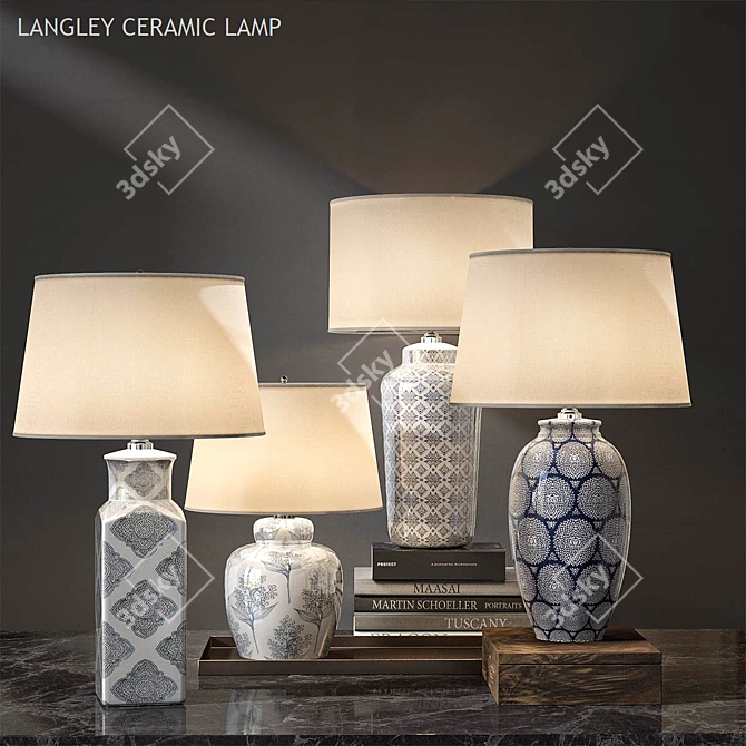 Elegant Langley Ceramic Lamps 3D model image 1