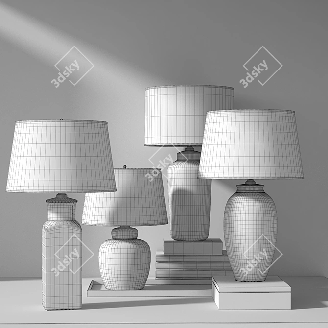 Elegant Langley Ceramic Lamps 3D model image 3