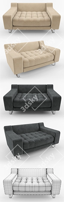 Luxury Velvet Armchair 3D model image 2