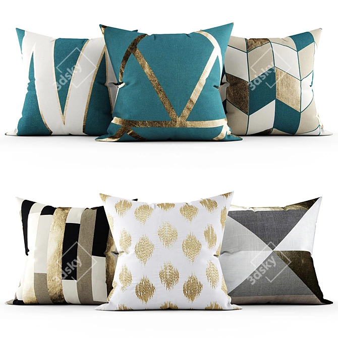 Elegant Accent Pillows 3D model image 1