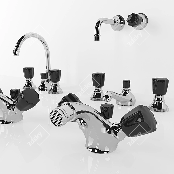 Designer Black Morris Mixer Set 3D model image 2