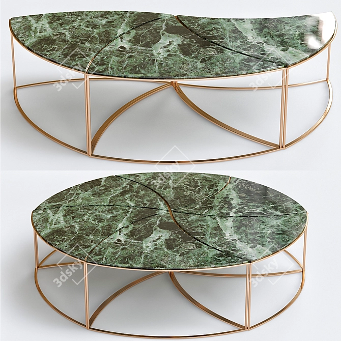 Elegant Leaf Design Wooden Coffee Table 3D model image 1