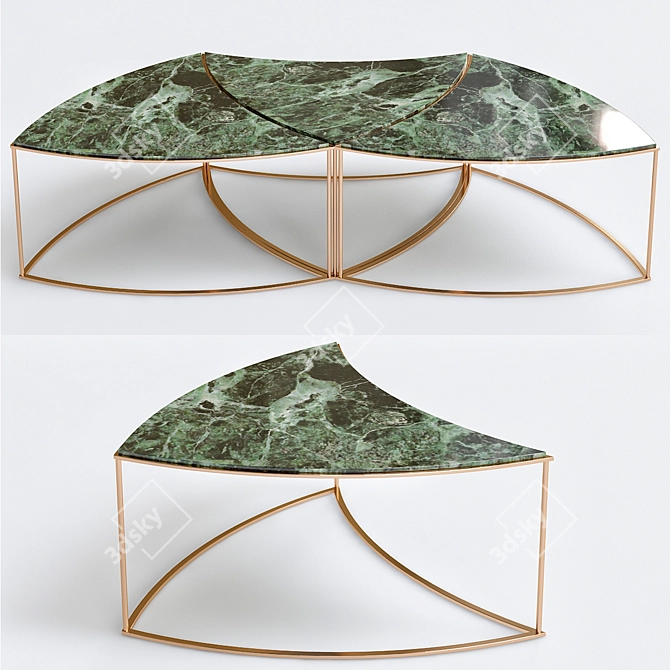 Elegant Leaf Design Wooden Coffee Table 3D model image 2
