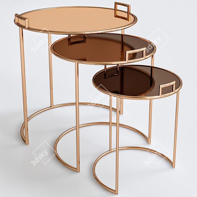 Stylish Mirror Coffee Tables 3D model image 1