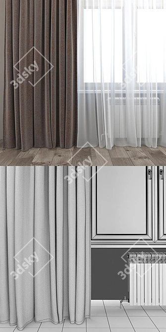 Luxury Drapes & Sheer | 630cm x 630cm 3D model image 3