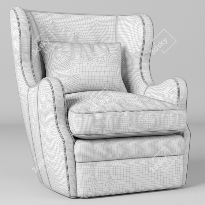 Elegant Wellington Swivel Club Chair 3D model image 3