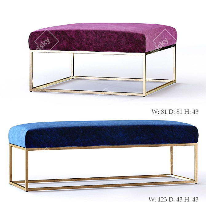 West Elm Upholstered Ottoman and Bench 3D model image 1