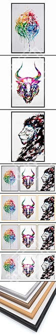 Modern Wall Art Set: No 11 - 3 Paintings & 4 Frame Options 3D model image 2