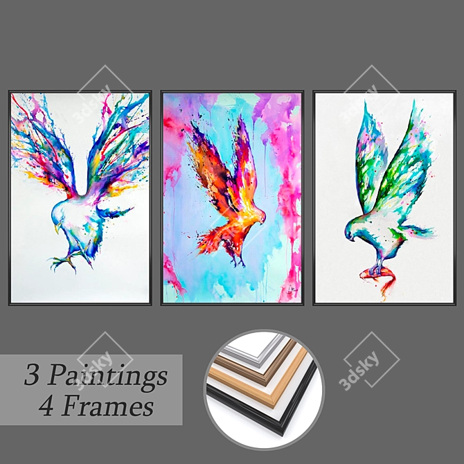 Dynamic Wall Art Set 3D model image 1