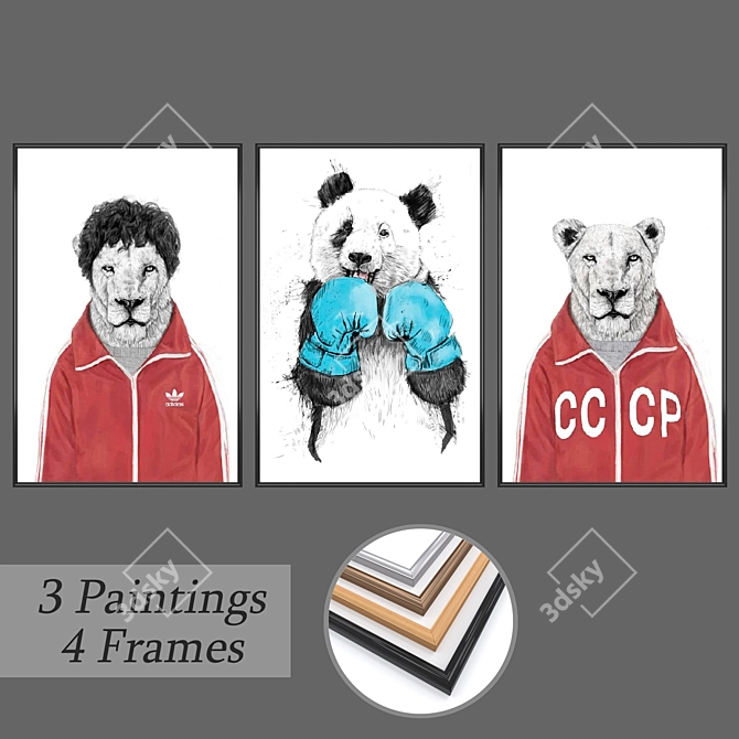 Elegant Framed Art Set 3D model image 1