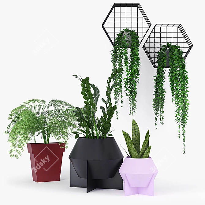 Contemporary Metal Planter: Frida 3D model image 1