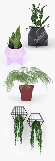 Contemporary Metal Planter: Frida 3D model image 2