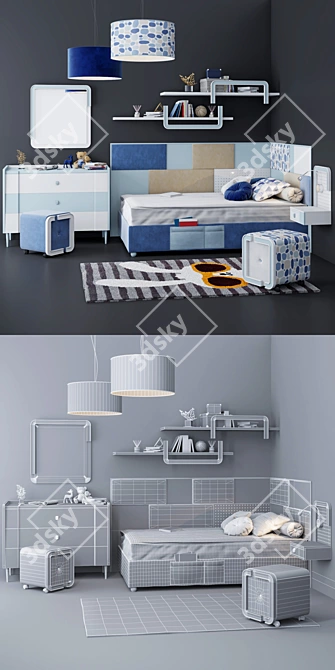 Ferretti Happy Night Collection: COMPOSIZIONE 508 - Stylish Italian Children's Furniture Set 3D model image 3