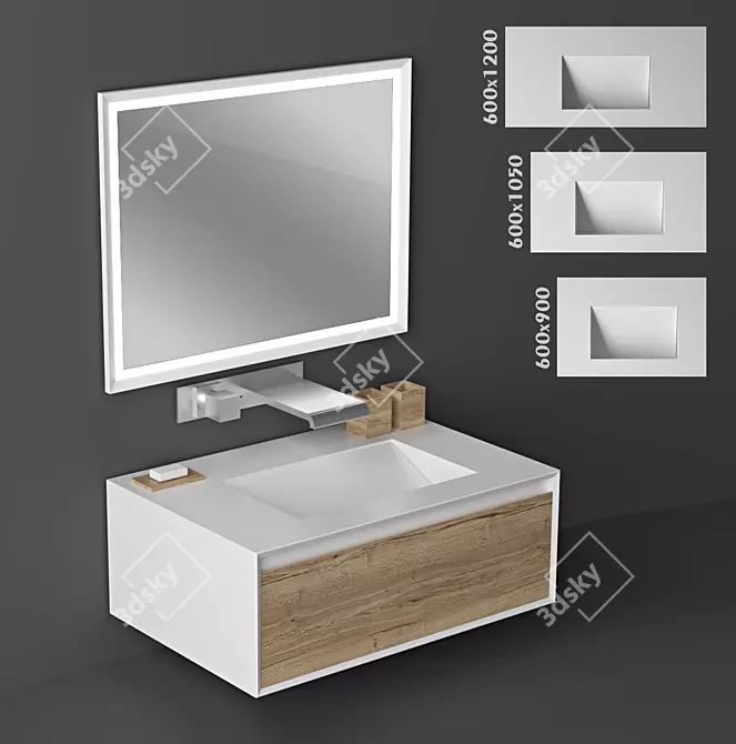 Customized Stocco Bath Cabinet - 3 Sizes 3D model image 1