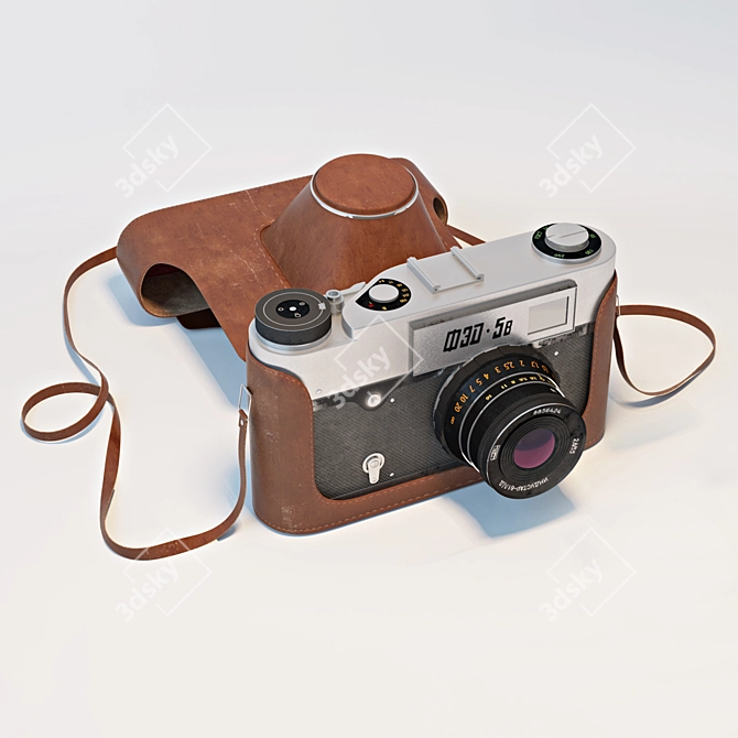 Vintage Soviet Rangefinder Camera 3D model image 1