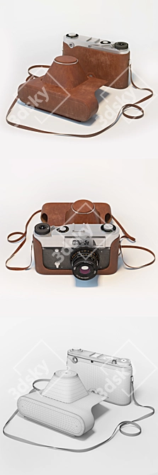 Vintage Soviet Rangefinder Camera 3D model image 2