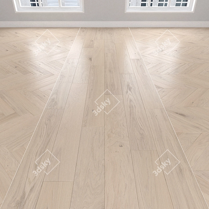 Light Oak Parquet: Herringbone, Linear, Chevron 3D model image 1