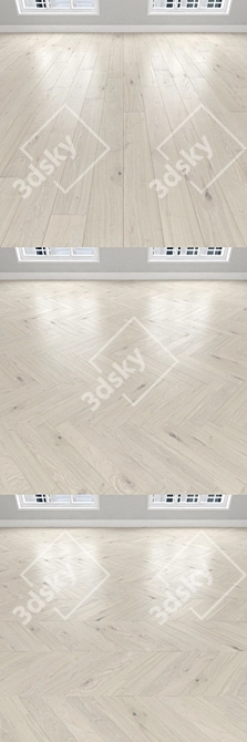 White Oak Parquet: Herringbone, Linear, Chevron 3D model image 2