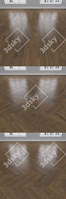 Earthy Oak Parquet: Herringbone, Linear, Chevron 3D model image 2