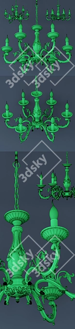 Aurora 9-Light Chandelier 3D model image 3