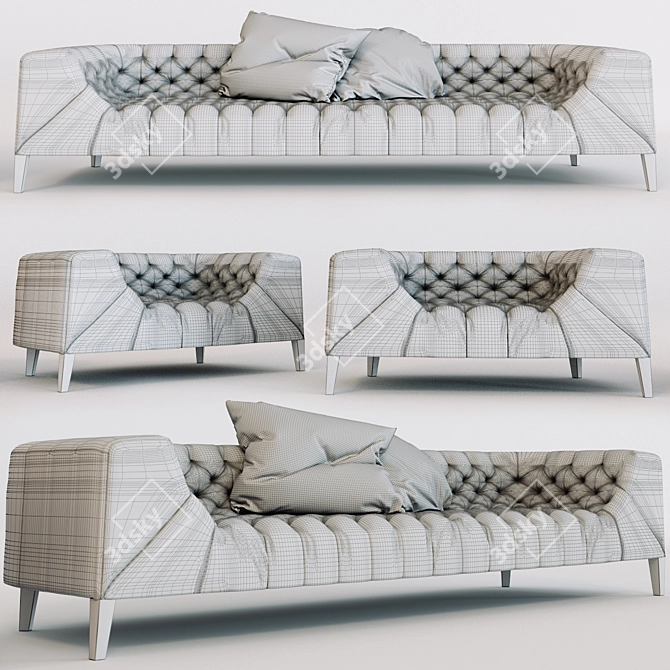 Italian Art-Deco Sofa Set 3D model image 3