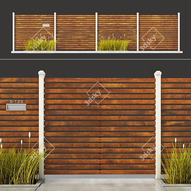 Natural Wood Fence: Durable & Stylish 3D model image 2