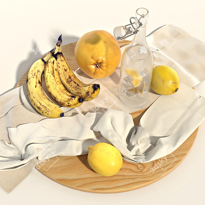 Vibrant Yellow Fruit Set 3D model image 2