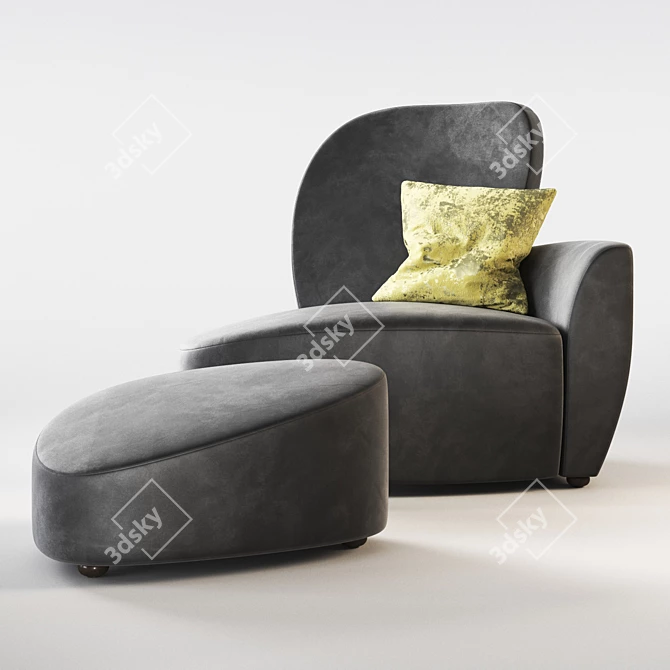 ALVARO Armchair and Ottoman Bundle | Premium Luxury Design 3D model image 1