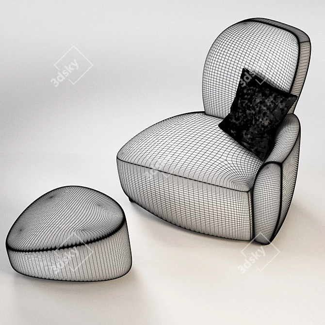 ALVARO Armchair and Ottoman Bundle | Premium Luxury Design 3D model image 3