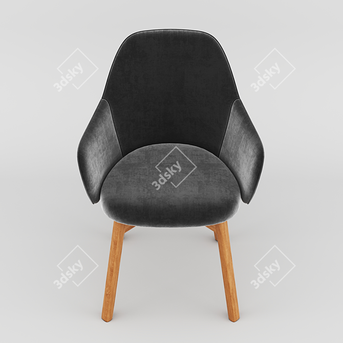 Velvet Lady - Stylish Grey Chair 3D model image 3