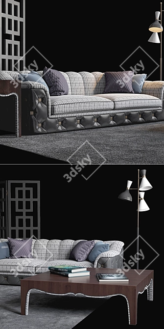 Gianfranco Ferre Home Collection: Sofa, Floor Lamps, Complements, Tables, Vases 3D model image 2