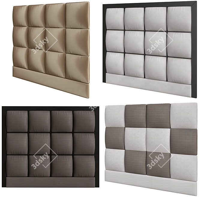 Modern Tubes Upholstered Headboard 3D model image 1