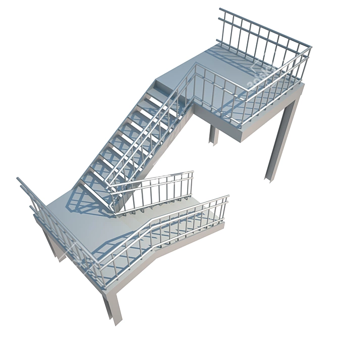 Metal Outdoor Staircase 3D model image 1