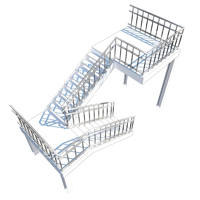 Metal Outdoor Staircase 3D model image 2