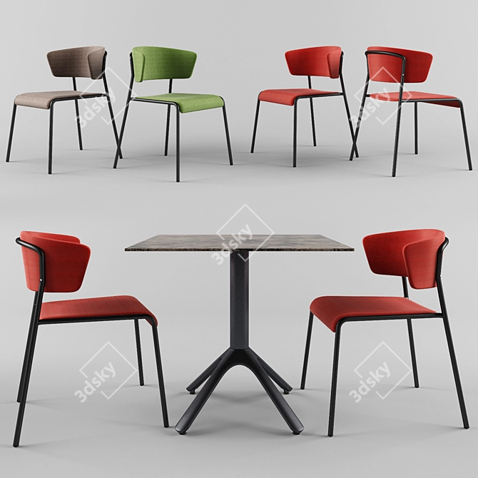 Modern Table and Chair Set 3D model image 1