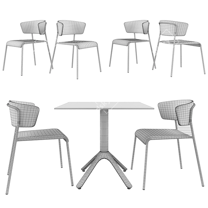 Modern Table and Chair Set 3D model image 2