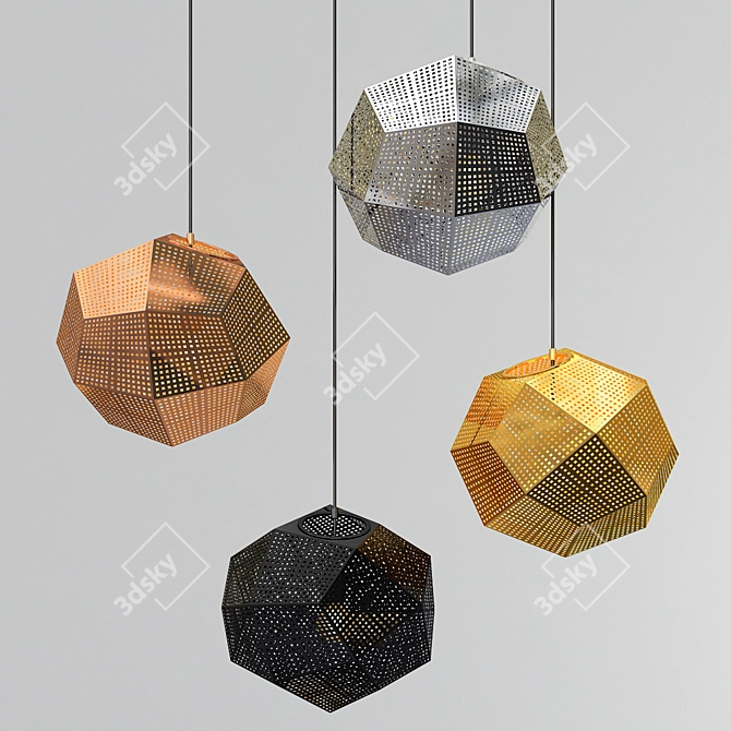 Elegant Etch Pendant Light 3D model image 1