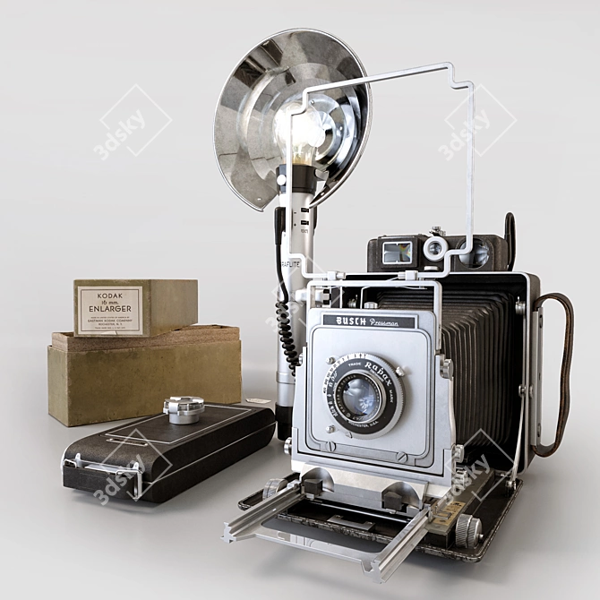 Vintage Busch Pressman D 4x5 - Camera Bundle 3D model image 1