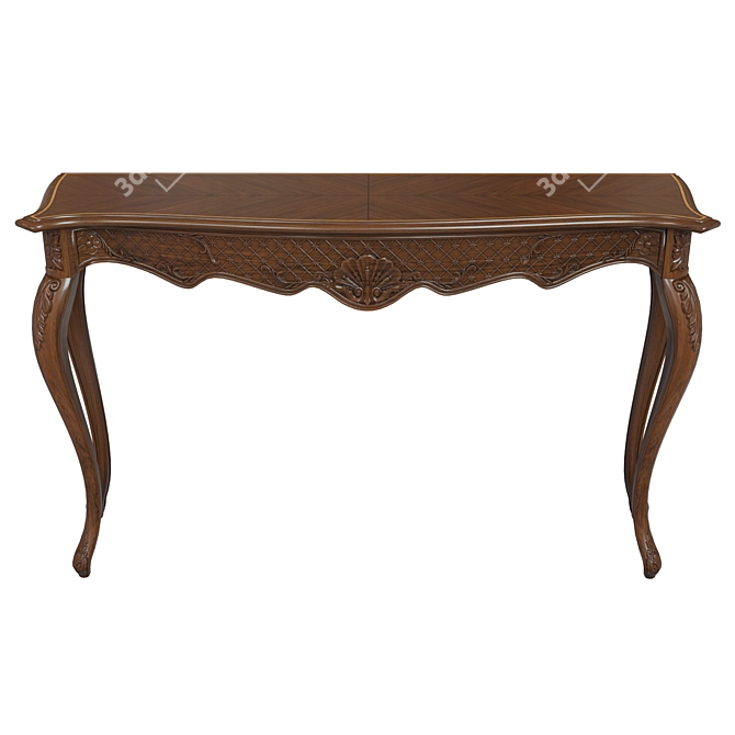 Classic Wood Console Table with Intricate Carving 3D model image 1