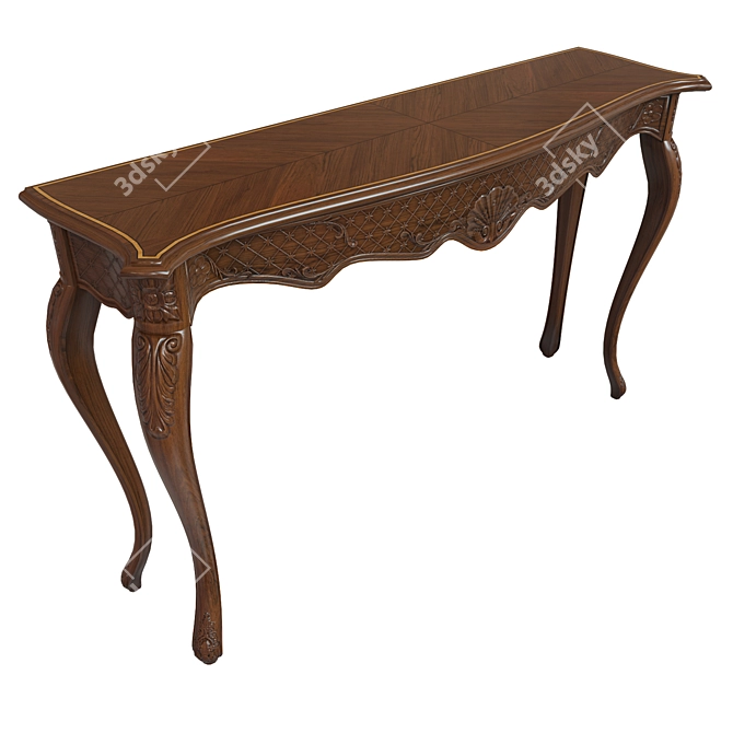 Classic Wood Console Table with Intricate Carving 3D model image 2