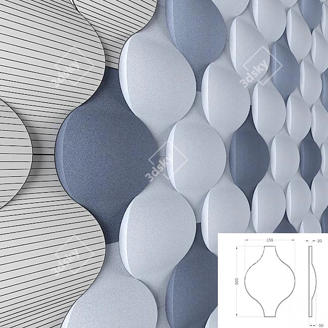 Fluffo Flow 3D Wall Panel 3D model image 3